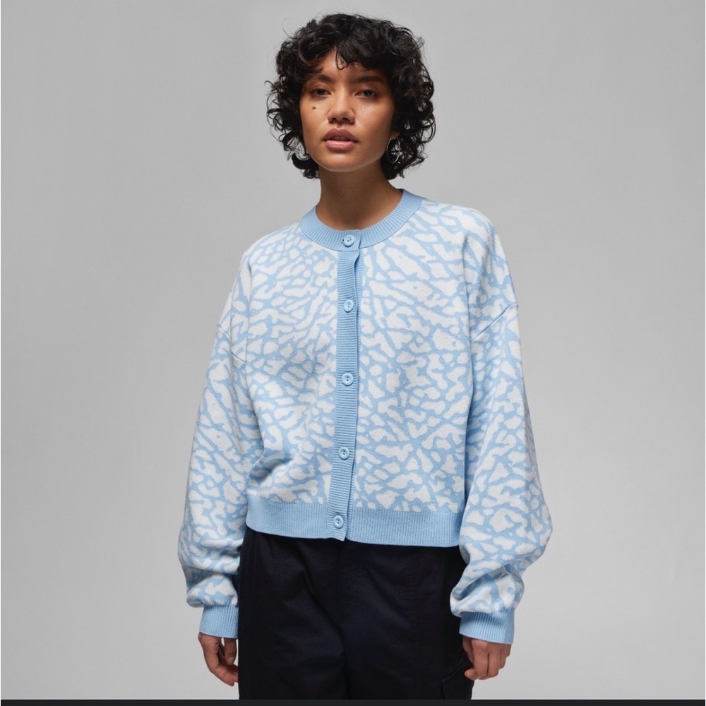 Jordan Women’s Flight Jacquard Knit Cardigan In Blue In Size XXL